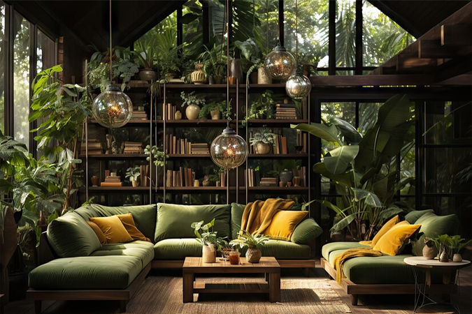 Living Room With Biophilic Design