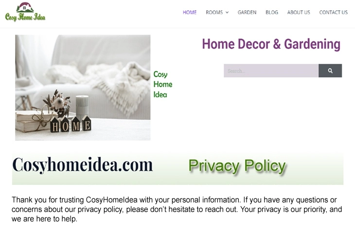 CosyHomeIdea: Privacy Policy