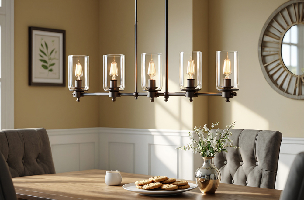 linear chandelier dining room
